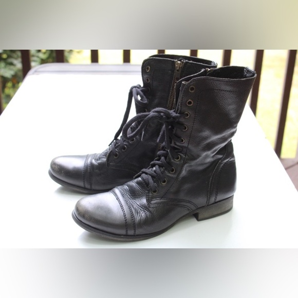 Steve Madden Troopa Black Combat Boots - Picture 2 of 12